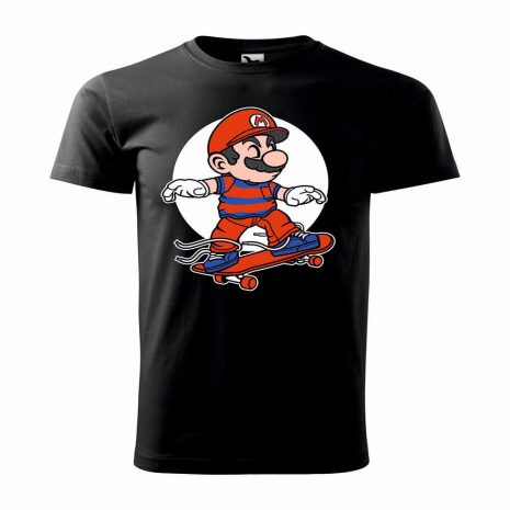 Oldschool Gamer póló - gördeszkás Mario 1